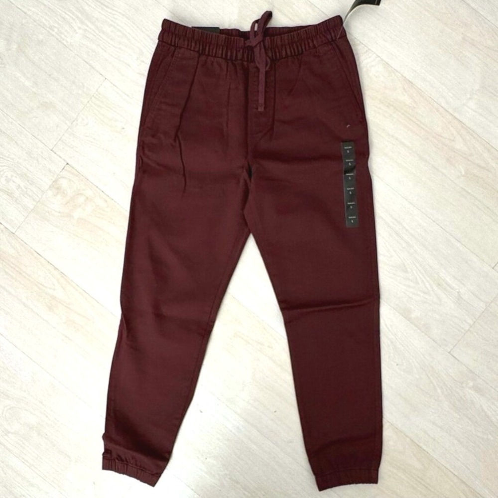 Banana Republic Travel Jogger Mens S Burgundy Tapered Mid Rise Pant Casual Prep